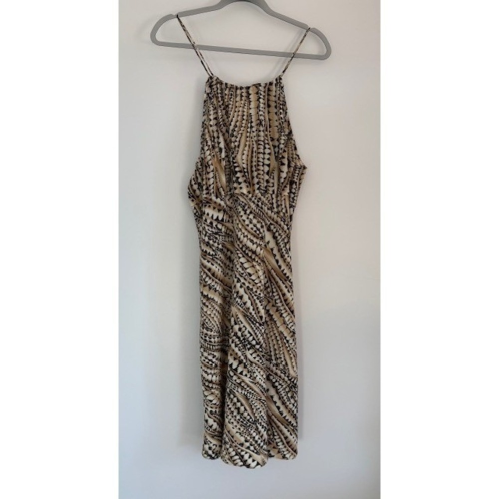 New York & Company Womens Brown Tan Abstract Tribal Halter Midi Dress Size 10